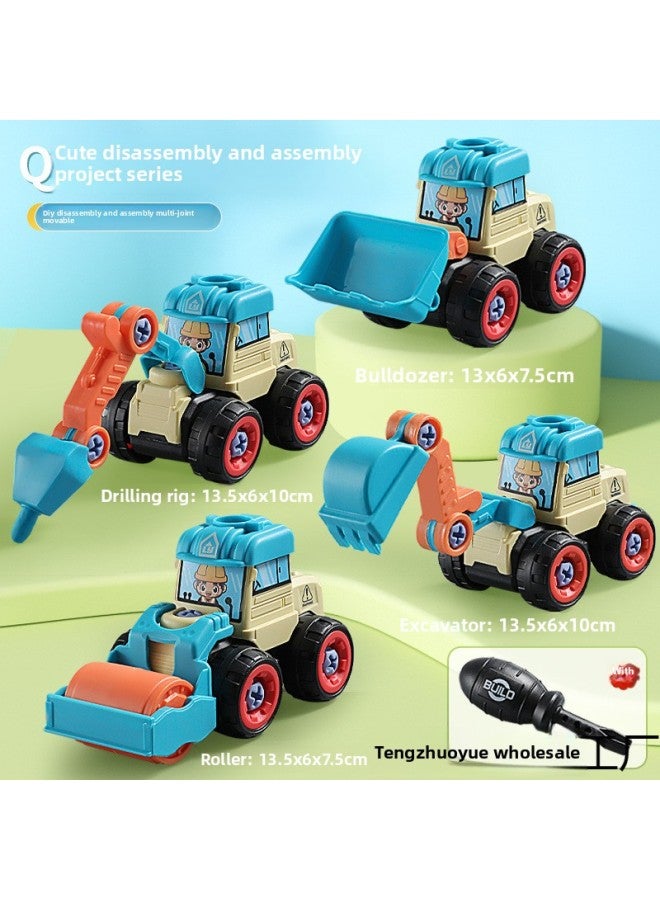 Removable Police Car Toy Children Screw Assembly Puzzle Boy Assembly Assembly Dismantling Worker-Color:Fire Truck + Police Car + Sea, Land And Air + Engineering A  - Image 5