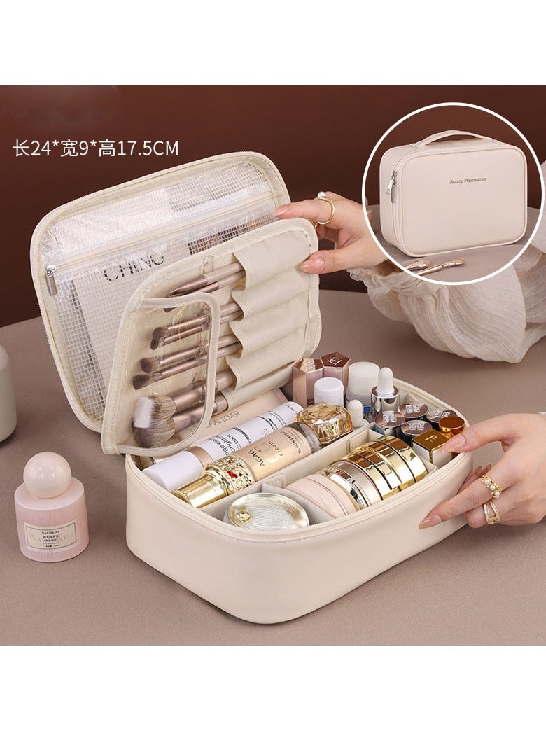 general Free partition large capacity premium feeling portable cosmetic bag travel makeup brush storage bag wash bag - Image 2