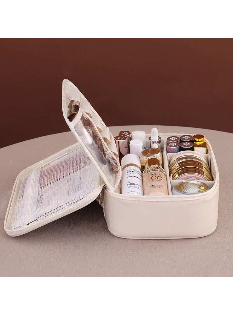 general Free partition large capacity premium feeling portable cosmetic bag travel makeup brush storage bag wash bag - Image 4