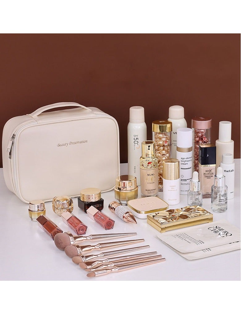 general Free partition large capacity premium feeling portable cosmetic bag travel makeup brush storage bag wash bag - Image 5