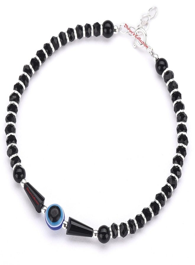 DHRUVS COLLECTION 925 Silver Evil Eye Nazariya Bracelet with Black Crystals 92.5% Pure Silver Bracelet for Women & Girls (6.25 Inches) Length - Image 2