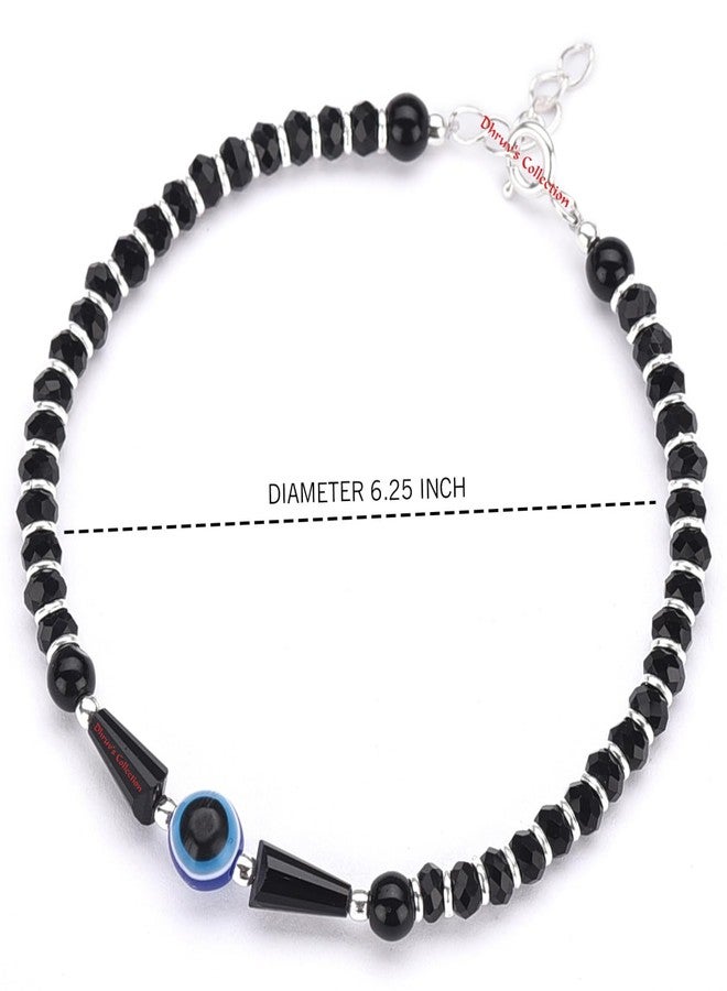 DHRUVS COLLECTION 925 Silver Evil Eye Nazariya Bracelet with Black Crystals 92.5% Pure Silver Bracelet for Women & Girls (6.25 Inches) Length - Image 3