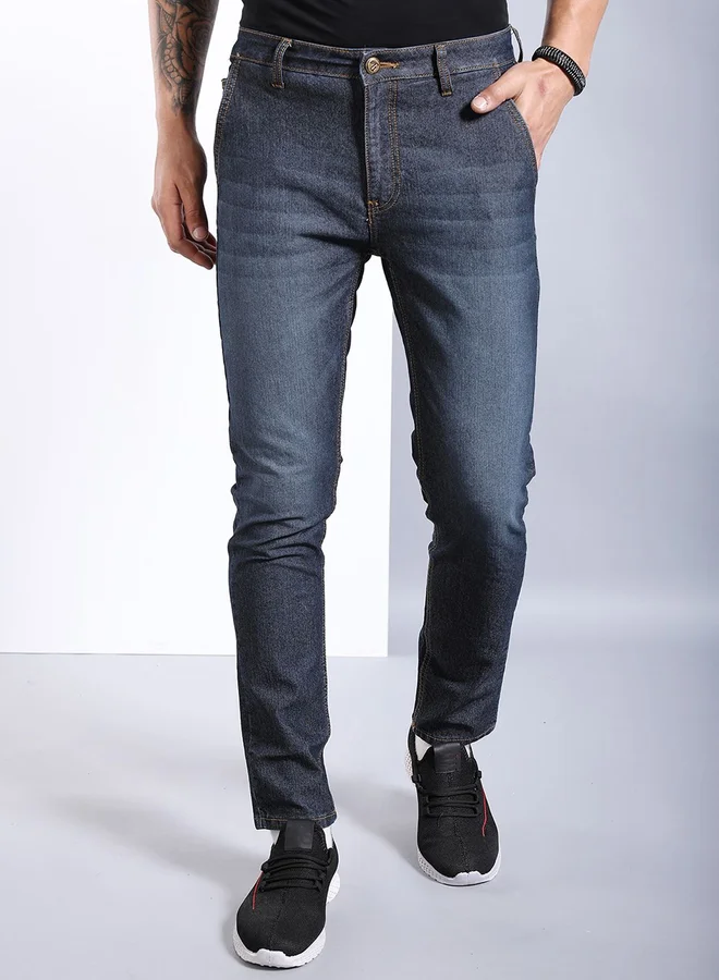 The Indian Garage Co Men Dark Wash Navy Slim Fit Jeans