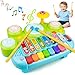 AugToy Baby Piano Drum Set for Toddlers 13 Musical Toys 3 In 1 Baby DJ Table Piano Keyboard Xylophone Instruments for 1 2 Year Old Boys Girls Music Light Activity Table 61218 Months Old Birthday Gifts - Image 2