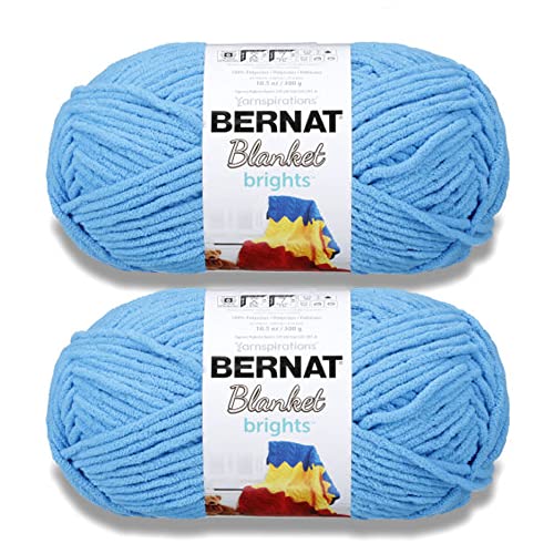 Bernat خيوط برنات بلانكت برايتس بيزي بلو - عبوة من 2 بحجم 300غ/10.5 أونصة - بوليستر - 6 سوبر بولكي - 220 ياردة - حياكة/كروشيه - Image 1
