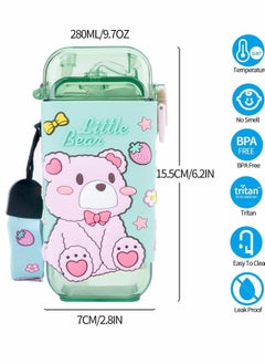 Water Bottles, Kids with Straw Cute Water Bottle, with Lids Shoulder Strap, for School Girls Boys, Reusable Leak Proof Plastic Drink Sport Bottle juice Square Cups Travel Gifts, BPA Free (Bear) - pzsku/ZFEB4010CF58107685829Z/45/_/1663580696/9b866078-4bf1-4299-b399-db95190caa35