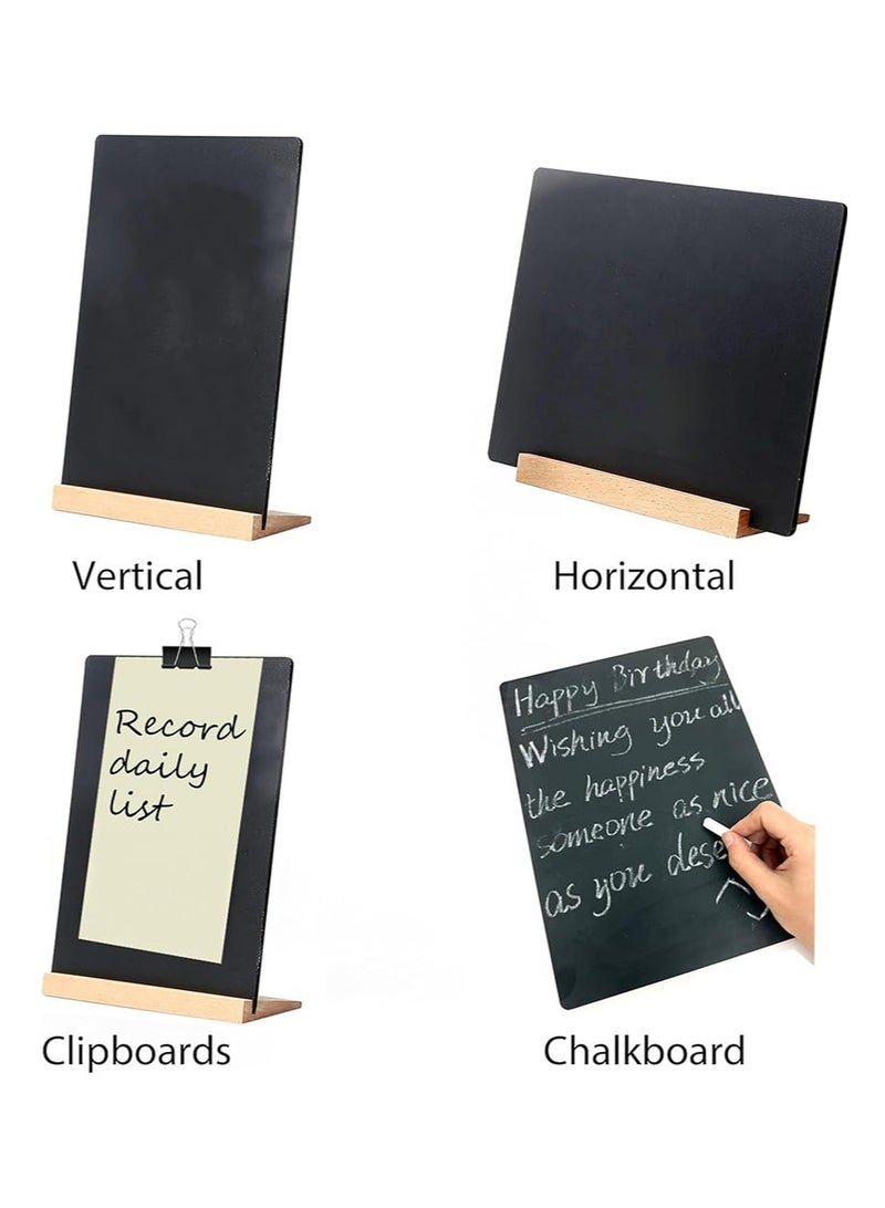 ايكانبو 20*31cm Desktop Blackboard With Wooden Stand, Double-Sided Message Board Menu Blackboard Stand, Suitable for Kitchen Weddings and Restaurants (With Free Cleaning Cloth and Writing - Image 2