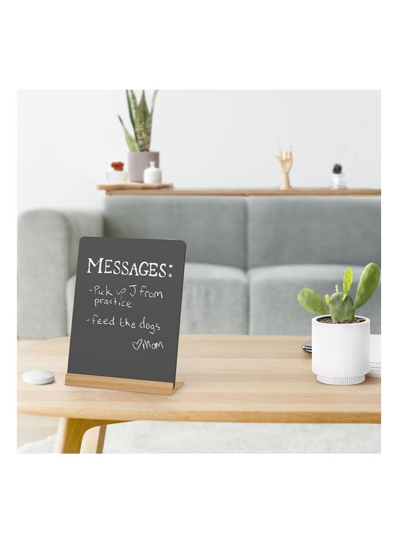 ايكانبو 20*31cm Desktop Blackboard With Wooden Stand, Double-Sided Message Board Menu Blackboard Stand, Suitable for Kitchen Weddings and Restaurants (With Free Cleaning Cloth and Writing - Image 4