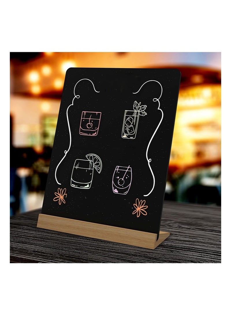 ايكانبو 20*31cm Desktop Blackboard With Wooden Stand, Double-Sided Message Board Menu Blackboard Stand, Suitable for Kitchen Weddings and Restaurants (With Free Cleaning Cloth and Writing - Image 3