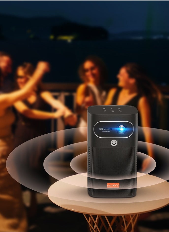 VEVSHAO - VEVSHAO V30 Smart Wi-Fi Projector, 8000mAh Battery, Auto-focus, Android 9.0, Support 3D, Wi-Fi Display, Wired Sync Display, with Tripod and Storage Bag - Image 1