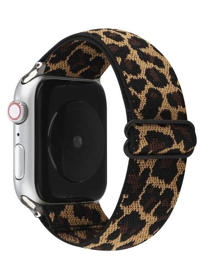 NIBEMINENT Ethnic Style Buckle Watchband For Apple Watch Series 7 45mm/6 & SE 5 4 44mm/3 2 1 42mm Brown Leopard - Image 1