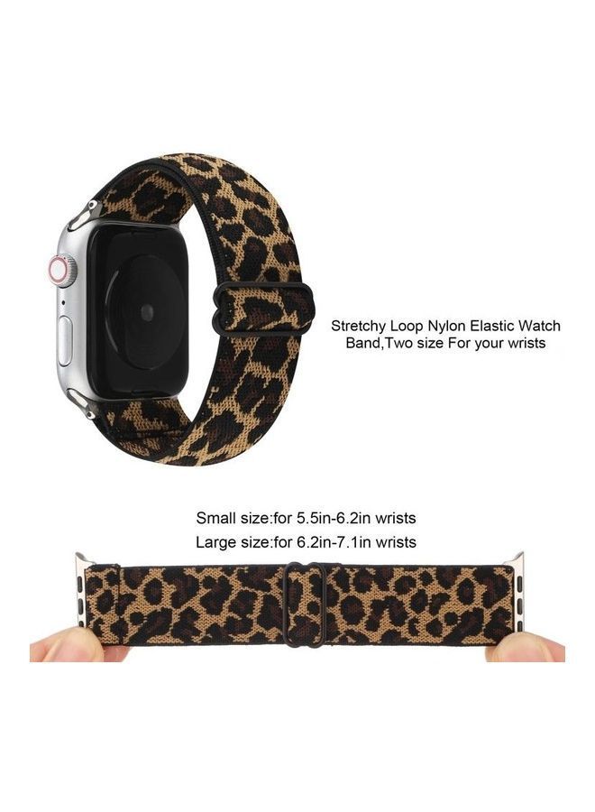 NIBEMINENT Ethnic Style Buckle Watchband For Apple Watch Series 7 45mm/6 & SE 5 4 44mm/3 2 1 42mm Brown Leopard - Image 3