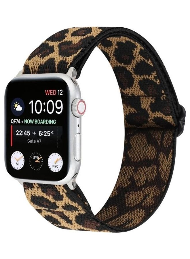 NIBEMINENT Ethnic Style Buckle Watchband For Apple Watch Series 7 45mm/6 & SE 5 4 44mm/3 2 1 42mm Brown Leopard - Image 2