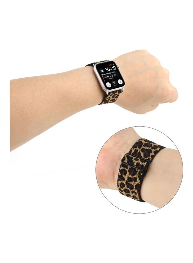 NIBEMINENT Ethnic Style Buckle Watchband For Apple Watch Series 7 45mm/6 & SE 5 4 44mm/3 2 1 42mm Brown Leopard - Image 4