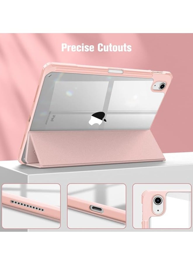 Generic - Case Compatible with New iPad 10 (2022) 10.9 with Built-in Pencil Holder, for iPad 10 (2022) 10.9 with Hard Clear Back Cover, (Pink) - Image 1