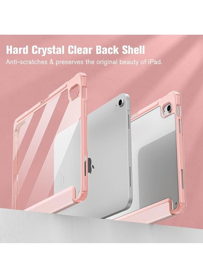 Generic - Case Compatible with New iPad 10 (2022) 10.9 with Built-in Pencil Holder, for iPad 10 (2022) 10.9 with Hard Clear Back Cover, (Pink) - Image 1