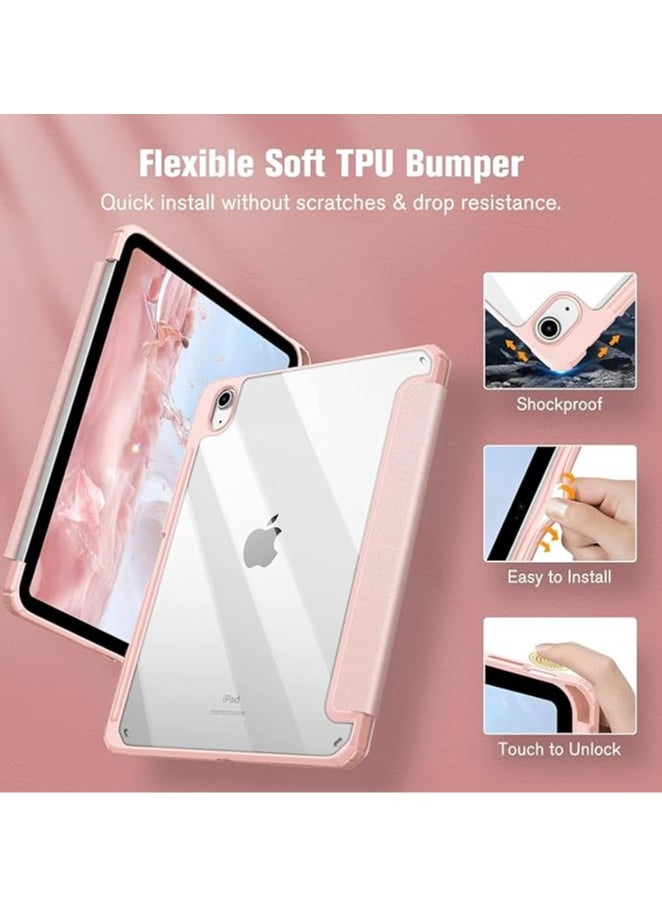 Generic - Case Compatible with New iPad 10 (2022) 10.9 with Built-in Pencil Holder, for iPad 10 (2022) 10.9 with Hard Clear Back Cover, (Pink) - Image 1