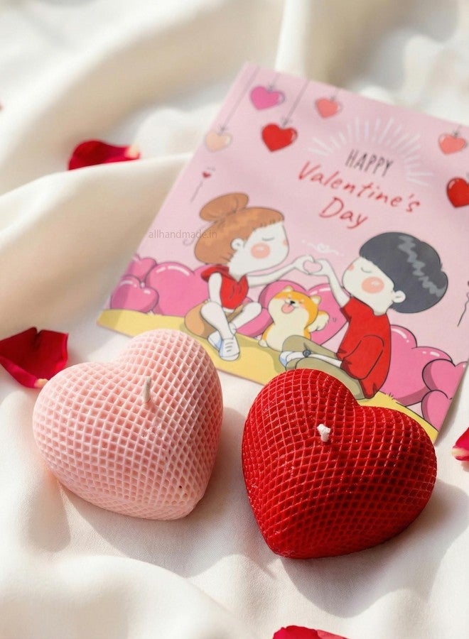 SINCE 7 STORE Heart Shaped Scented Candle Set of 2 with Valentine’s Day Greeting Card - Pink and Red Scented Soy Wax Decorative Candles for Anniversary, Wedding, and Home Decor - Image 2
