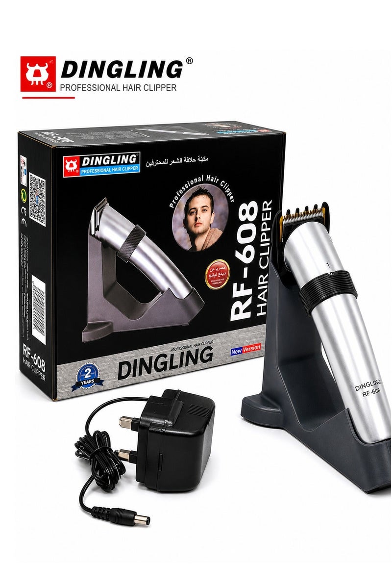 دينجلينج ماكينة DINGLING RF-608 الاحترافية لتشذيب شعر اللحية والجسم؛ ماكينة لاسلكية قابلة لإعادة الشحن مزودة بشفرة دقيقة على شكل حرف T، وأمشاط توجيه، ومحرك منخفض الضجيج، وتصميم مريح، وقاعدة شحن؛ مجموعة متكاملة للعناية بمظهر الرجال (للحية، والجسم، والصدر، وتحت الإبط) ومناسبة للسفر. - Image 1