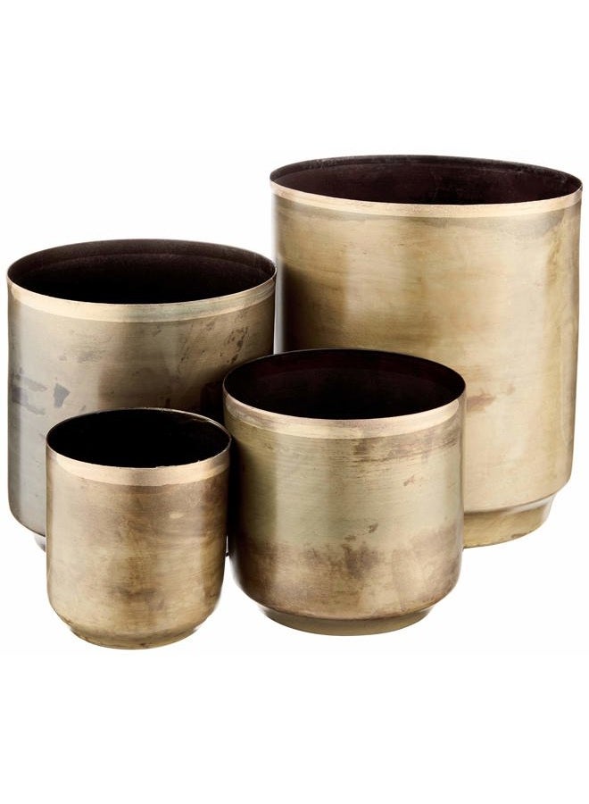 Kalalou NDE1090 Set of Aged Finish Metal Flower Pots, One Size, Brass - Image 1