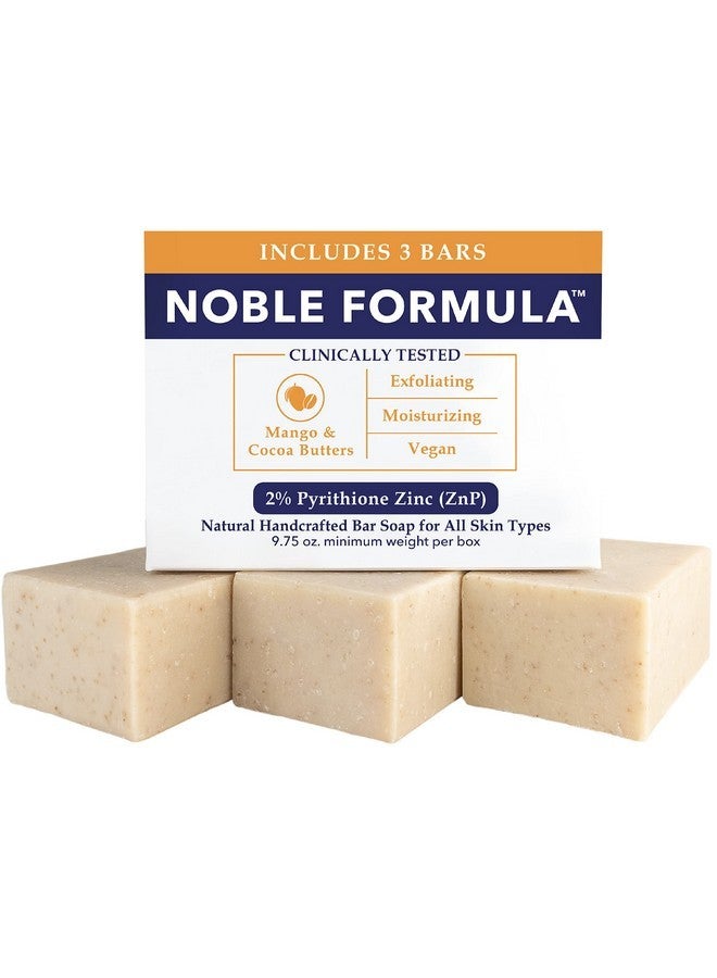 Noble Formula 2% Pyrithione Zinc (ZnP) Bar Soap, Vegan Mango and Cocoa Butter for All Skin Types Including Those With Acne, Psoriasis and Eczema, 3.25 oz, (3 Bars in 1 Box), Total 9.75 oz - Image 1