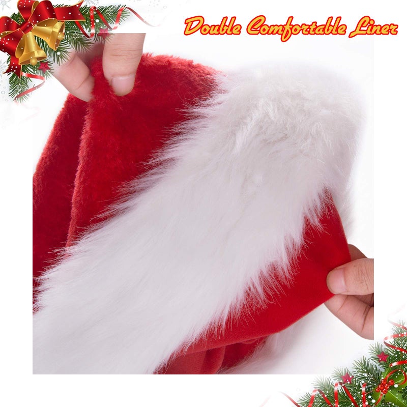 BALORAY Santa Hat for Adults Big Santa Hat Comfort Double Liner Plush Red Velvet - Image 2