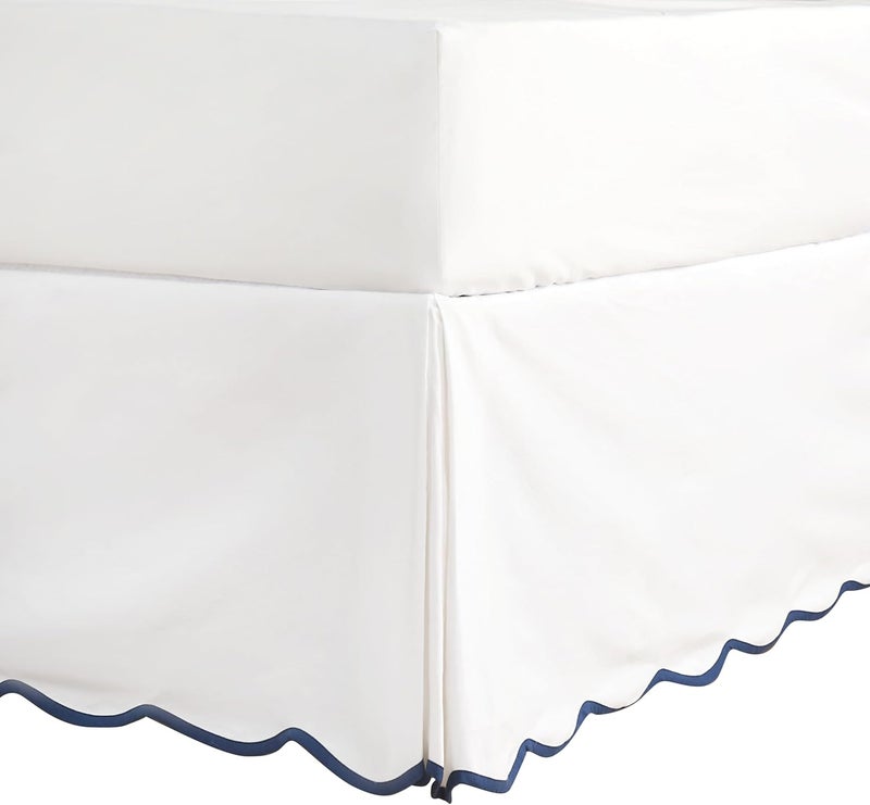 White Chic Queen Bed Skirt - Easy Fit Scallop Edge Pleated Bedskirts, 14 Inch Drop Anti-Slip Dust Ruffle, Thick Fabric for Enhanced Privacy, Pre-Washed for Long-Lasting Use(N60022) - Image 1