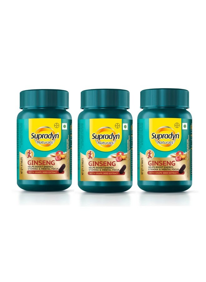 Supradyn Naturals Ginseng Multivitamin for Men | Ginseng & Grapeseed Extract | 12 Vitamins, Zinc, Magnesium | Energy, Immunity, Stamina, Mental Focus | 30 Tablets | Veg (90) - Image 1