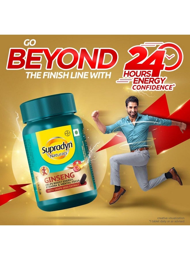 Supradyn Naturals Ginseng Multivitamin for Men | Ginseng & Grapeseed Extract | 12 Vitamins, Zinc, Magnesium | Energy, Immunity, Stamina, Mental Focus | 30 Tablets | Veg (90) - Image 3