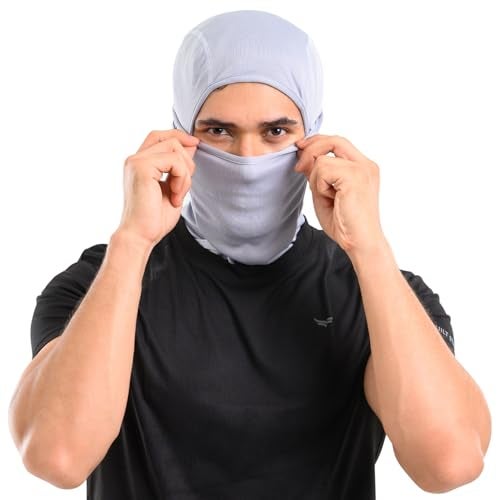 XTRIM Face Mask for Men and Women, Balaclava for Bike Riding, UV-Protected Full Face Mask, Breathable Helmet Liner, Sweat Absorbing, Odour-Free, 4-Way Stretch, Sun & Dust Protection (Grey, Free Size) - Image 1