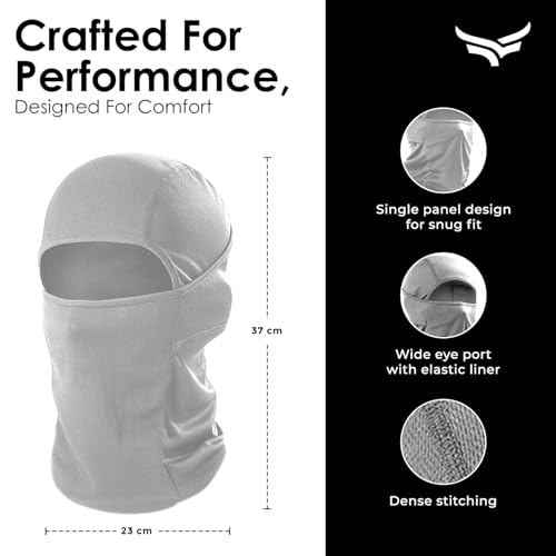 XTRIM Face Mask for Men and Women, Balaclava for Bike Riding, UV-Protected Full Face Mask, Breathable Helmet Liner, Sweat Absorbing, Odour-Free, 4-Way Stretch, Sun & Dust Protection (Grey, Free Size) - Image 4