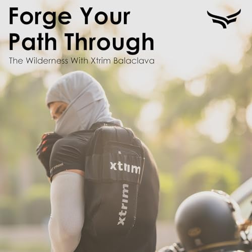 XTRIM Face Mask for Men and Women, Balaclava for Bike Riding, UV-Protected Full Face Mask, Breathable Helmet Liner, Sweat Absorbing, Odour-Free, 4-Way Stretch, Sun & Dust Protection (Grey, Free Size) - Image 3