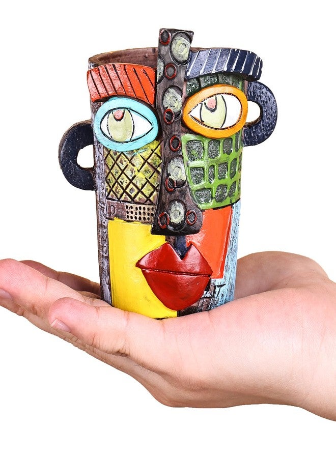 oliruim Abstract Beauty Face Small Flower Pot, Unique Abstract Flower Pot, Funny Planters Decoration Flower Resin Flower Pot (Colored) - Image 1