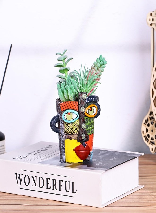 oliruim Abstract Beauty Face Small Flower Pot, Unique Abstract Flower Pot, Funny Planters Decoration Flower Resin Flower Pot (Colored) - Image 4