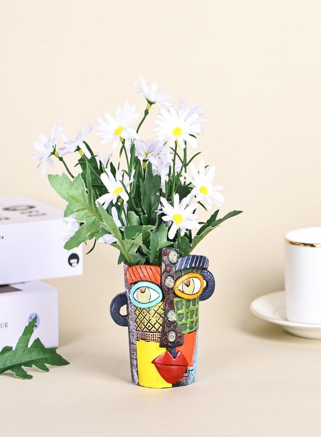 oliruim Abstract Beauty Face Small Flower Pot, Unique Abstract Flower Pot, Funny Planters Decoration Flower Resin Flower Pot (Colored) - Image 3