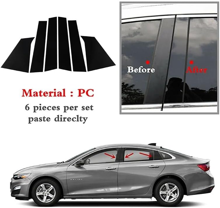 Vuzmode 6Pcs Car Pillar Posts for Chevrolet Malibu 2016-2021 - Image 4