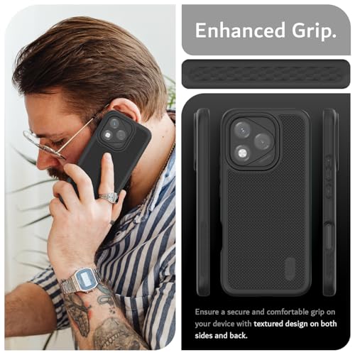 TUDIA DualShield Grip Designed for Honor 400 Lite (2025), [MergeGrip] Military Grade Dual Layer Shockproof Slim Tough Heavy Duty Protective Phone Case Cover (Black) - Image 3