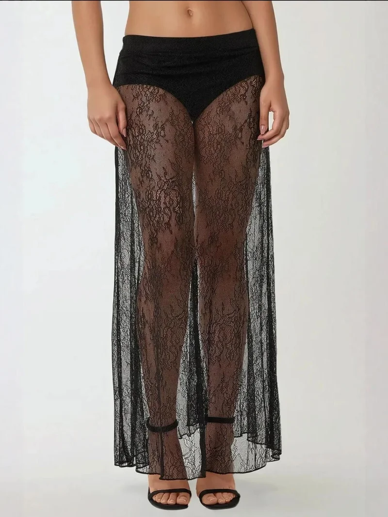 هيكاب High Waist Lace Maxi Skirt
