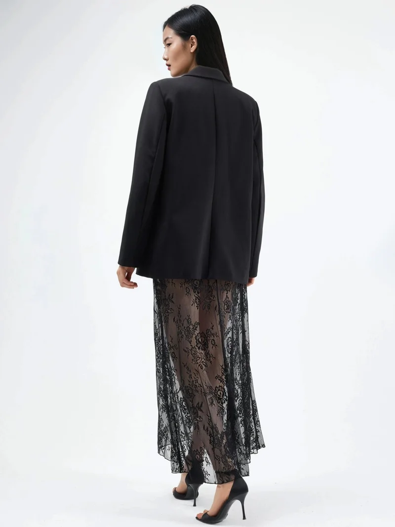Hiccup Black High Waist Lace Maxi Skirt for Women | Best Price UAE