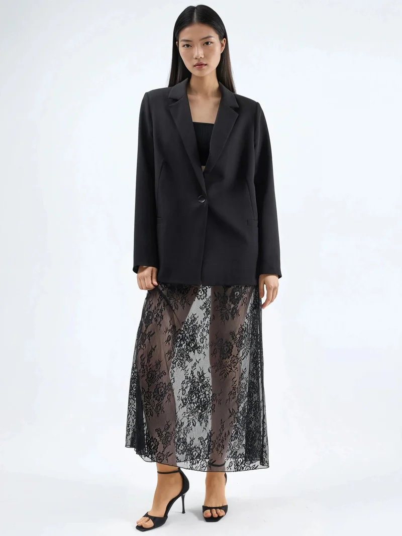 هيكاب High Waist Lace Maxi Skirt