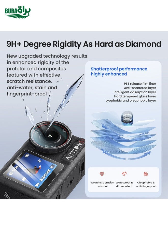 BURAQ For DJI Osmo Action 5 Pro aMagisn 9H Hardness Tempered Glass Set Package B  - Image 1