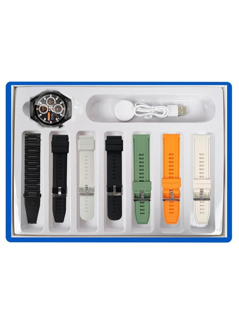 WISME X37 MAX Multi-Function Smart Watch With 7 Pair Straps and Charging Cable Designed for Men Black - Image 3