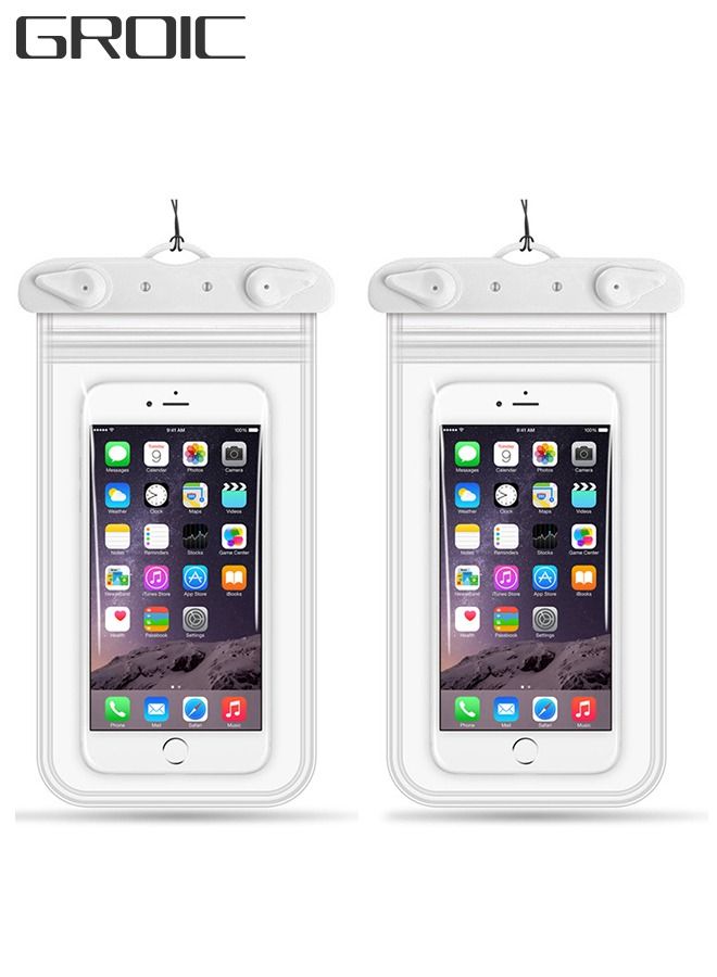 GROIC 2Pcs Waterproof Bag Case Cover Waterproof Phone Pouch Universal IPX8 IP15 Waterproof Phone Case Dry Bag with Lanyard 20CM*11CM - Image 1