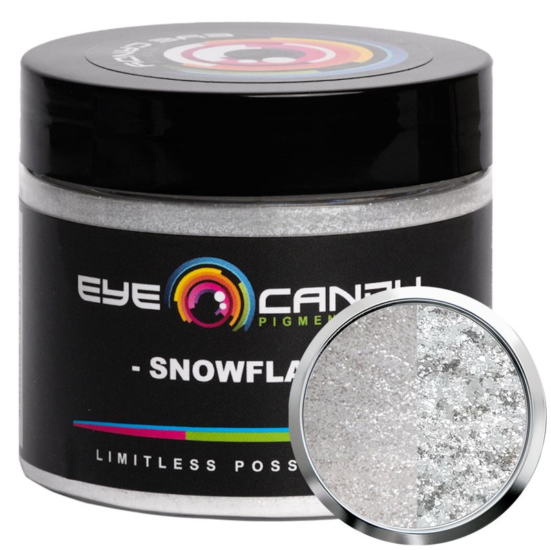 Eye Candy Pigments Premium White Mica Powder Snowflake 50gr for Epoxy Resin Soap Paint Woodworking Acrylic Pouring Bath Bombs Fishing Lures DIY Arts and Crafts Additive