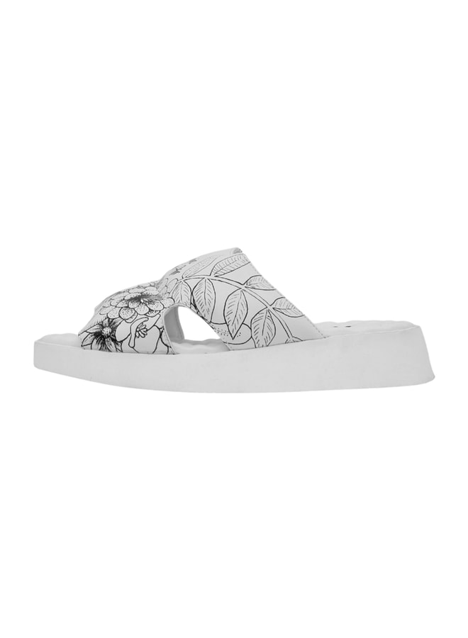 Dogo Women's Vegan Leather White Slides - Magic in the Air Design. - Image 3