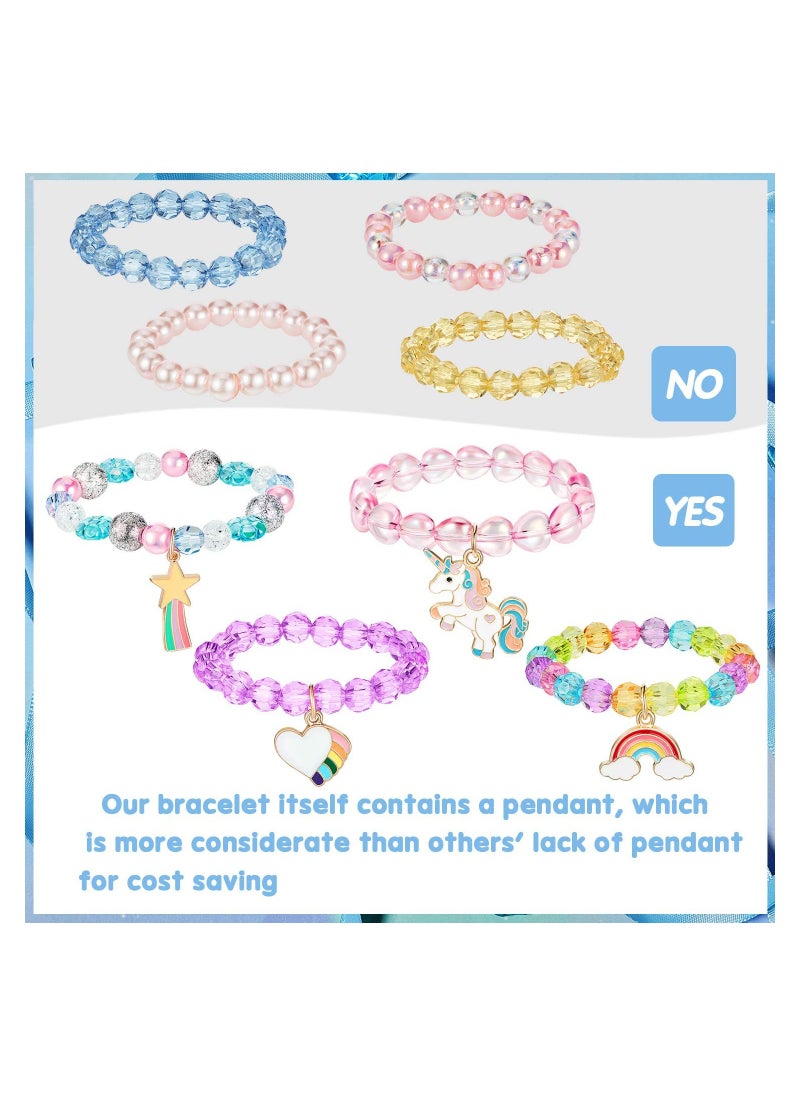SYOSI Colorful Unicorn Bracelet, Girls Unicorn Bracelets Rainbow Unicorn Beaded Bracelet Acrylic Bracelet for Birthday Party Favors Pretend Play Friendship Jewelry Dress Up Game Props, 9 Pieces  - Image 5