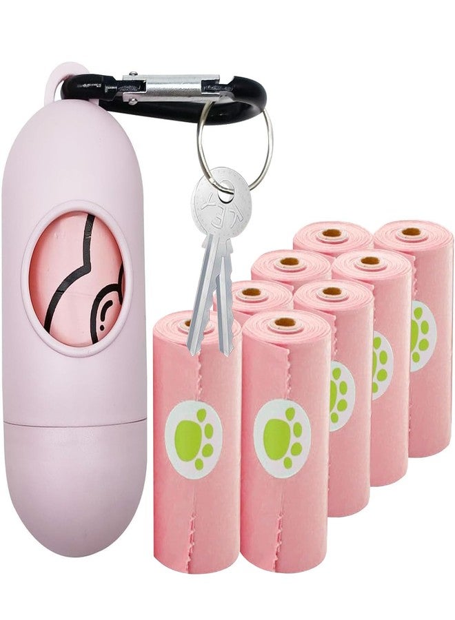 YUCHIYA 2 Pack Dog Poop Bag Holder with 2 Rolls of Blue Leak-Proof Dog Waste Bags Poop Bag Dispenser with Leash Clip Key Ring (Pink, 1 Holder 135 Bags) - Image 1