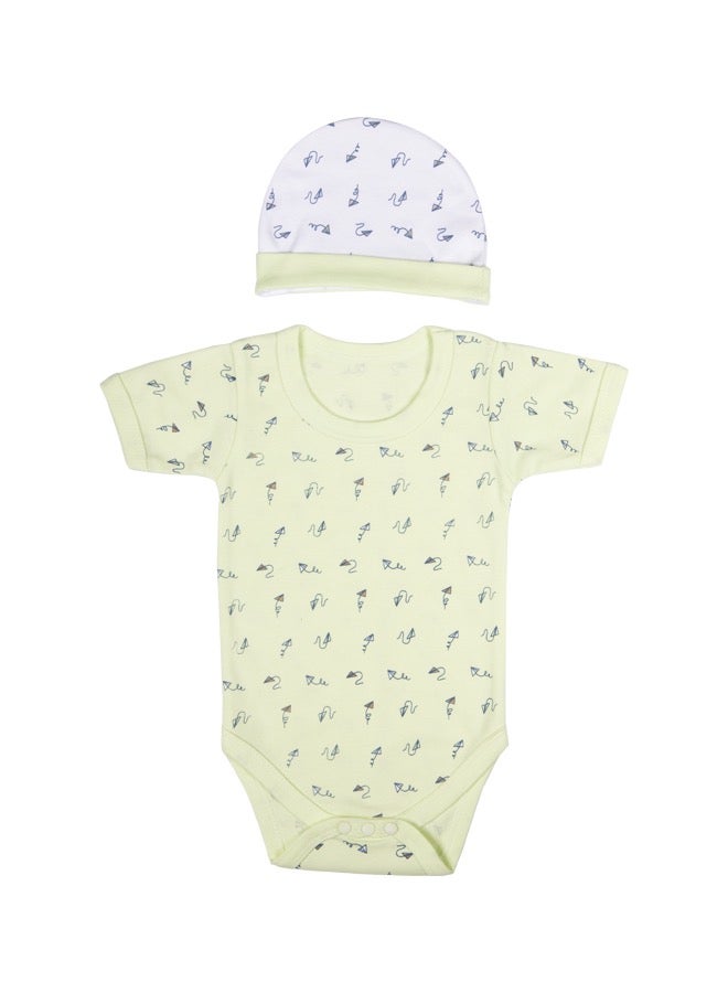 Babies Basic 5 Piece Unisex 100% Cotton Gift Set Include Bib, Romper, Mittens, Cap And Sleepsuit/Jumpsuit - Image 3