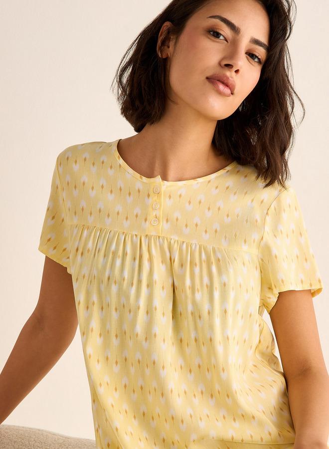 سبلاش فيڤ فستان نوم مطبوع بأكمام قصيرة - Image 4