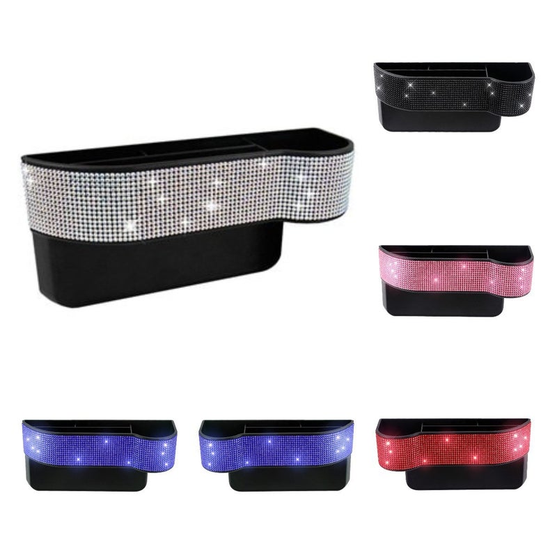 Crystal-Embedded Car Seat Gap Storage Box - Customizable Interior Organizer for Center  Console - Image 2